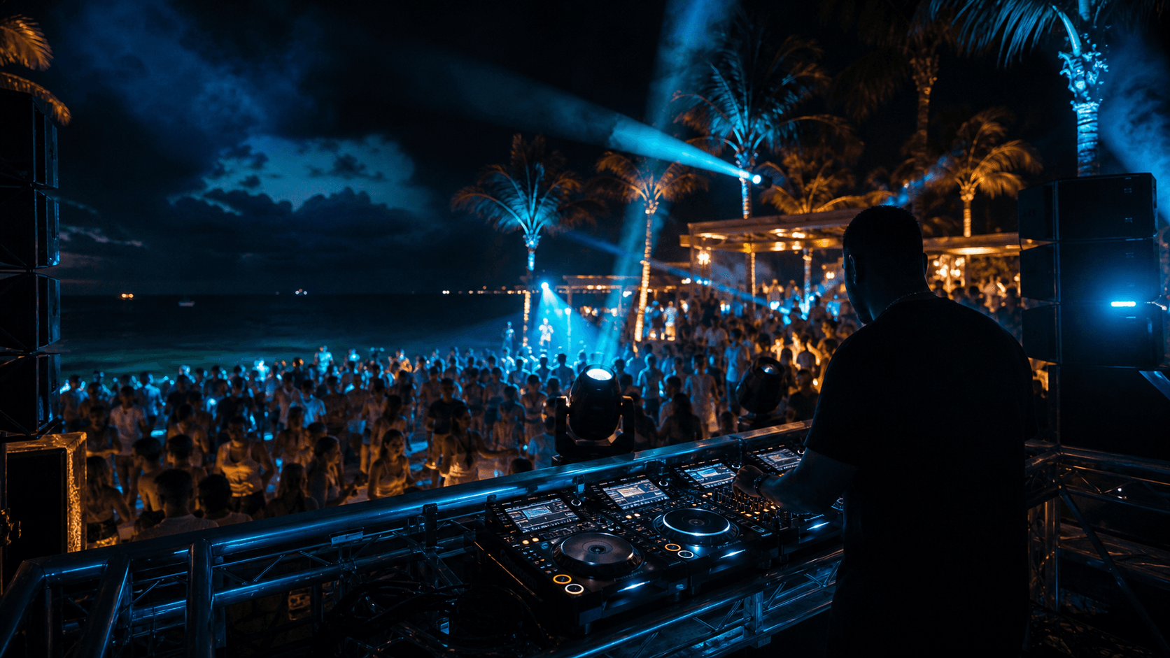 Nightlife crowd with stage energy and production lighting.